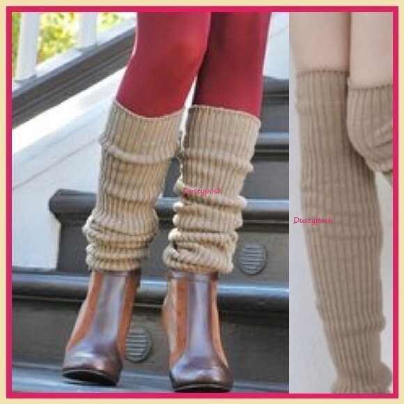 Long Loose Japanese Thigh High Slouch Socks Cozy Brown White Black Cosplay Boot - Picture 3 of 15